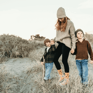womens merino wool crew socks mustard with brown spots