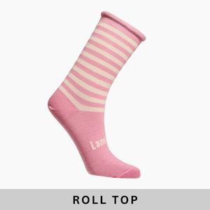 pink and latte striped merino wool socks for women