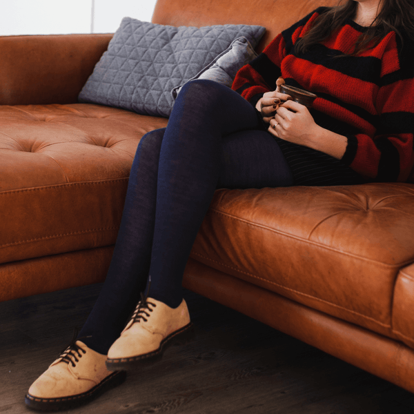 Blue top wool tights
