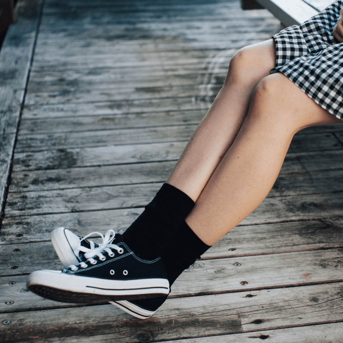 Womens merino wool crew socks black rib by Lamington NZ