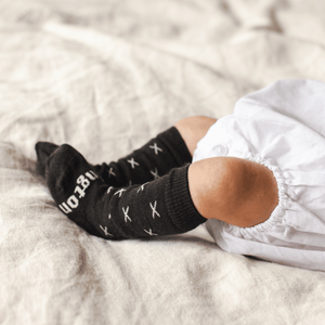 merino wool baby socks knee-high grey