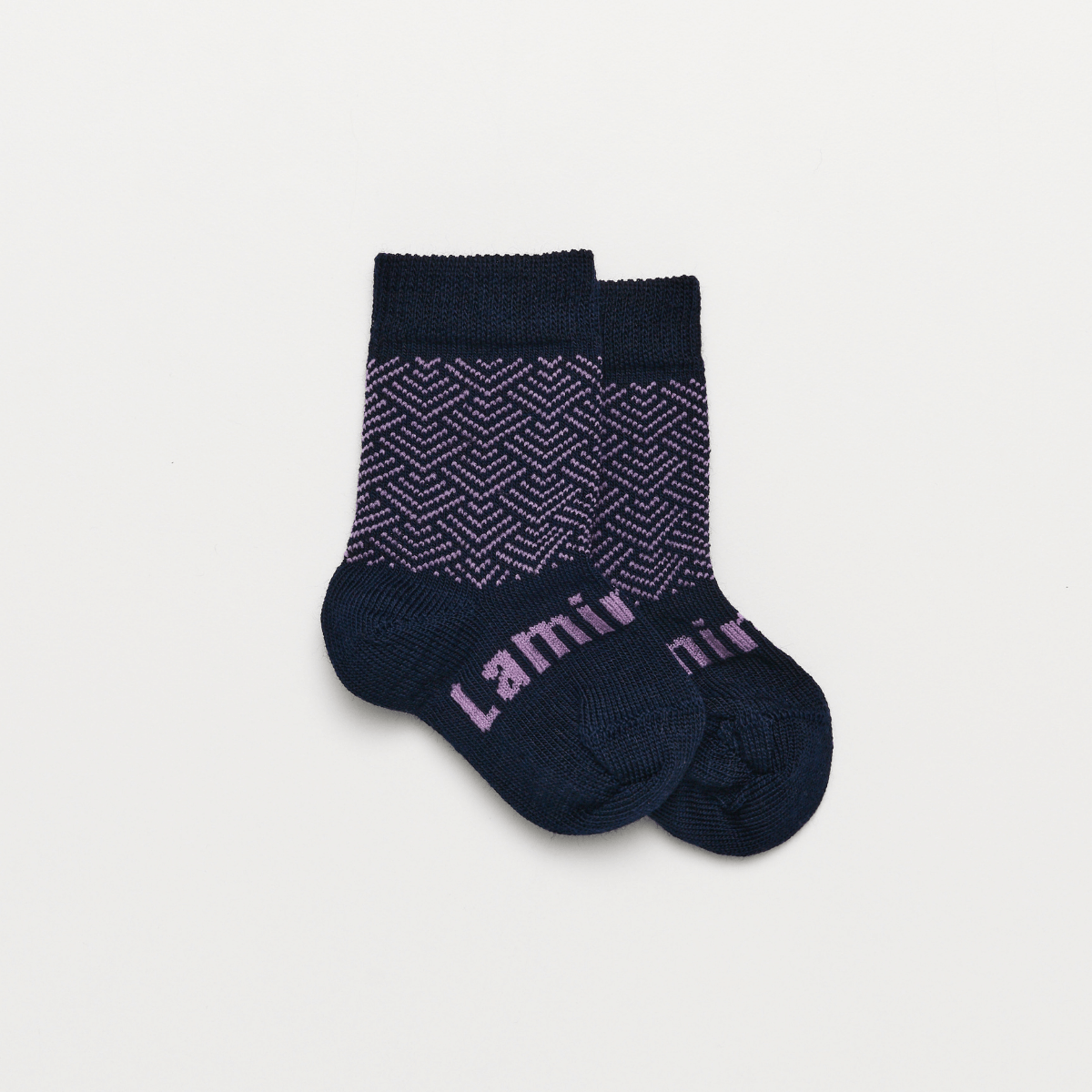 merino wool baby socks navy and purple